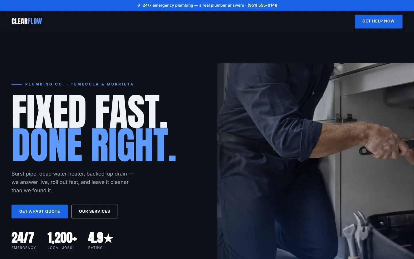 Clear Flow Plumbing website demo