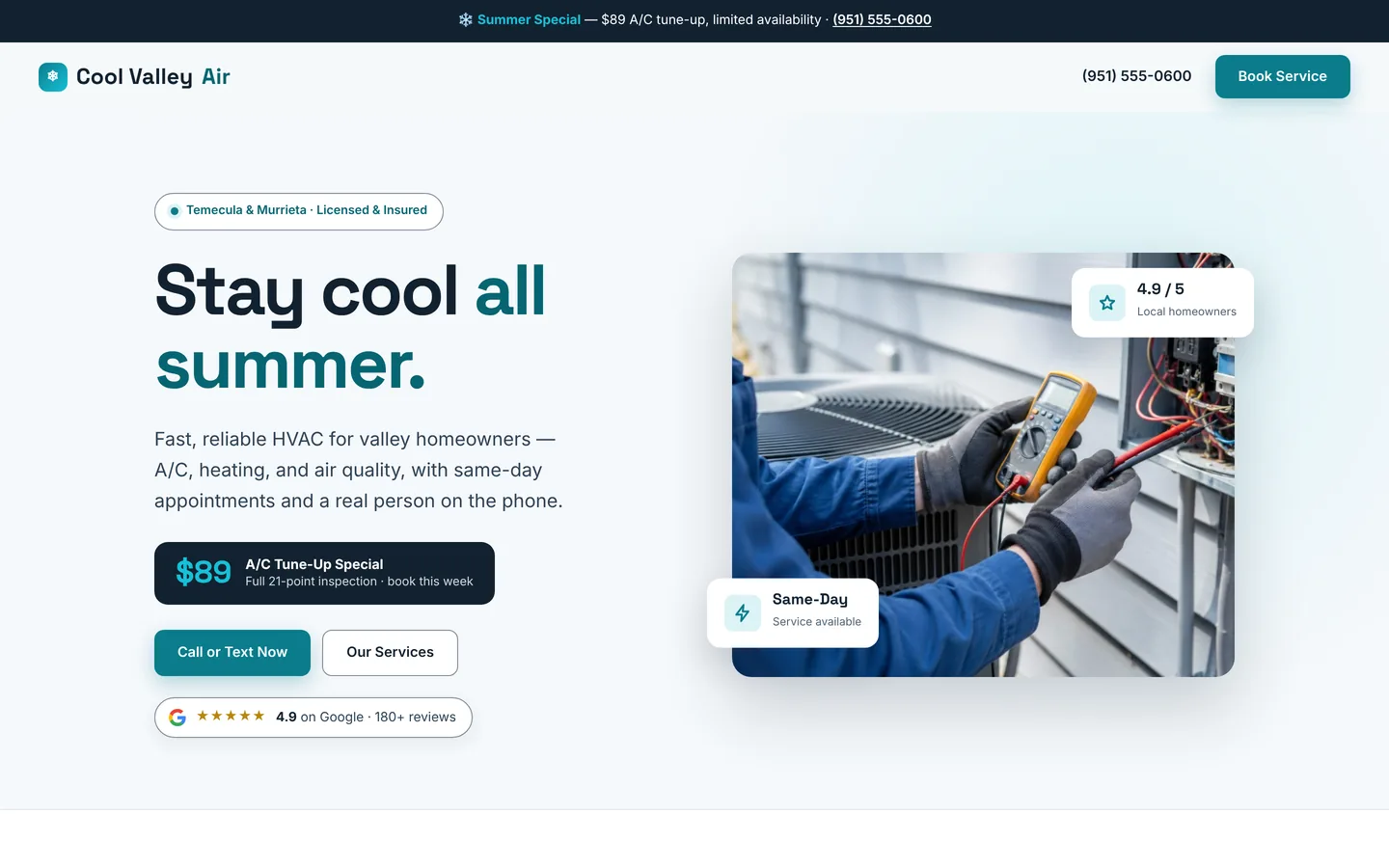 Cool Valley Air website demo